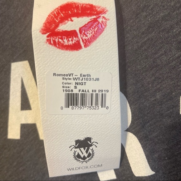 Wildfox Dark Gray V-Neck "EARTH" T-Shirt Women's Small NWT - Picture 5 of 7